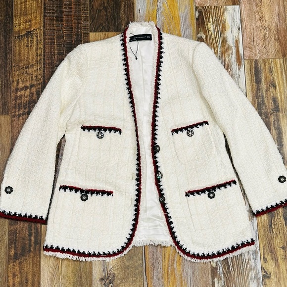 Zara Jackets & Blazers - Zara Tweed Blazer with Rhinestone Buttons. Size Medium. NWOT